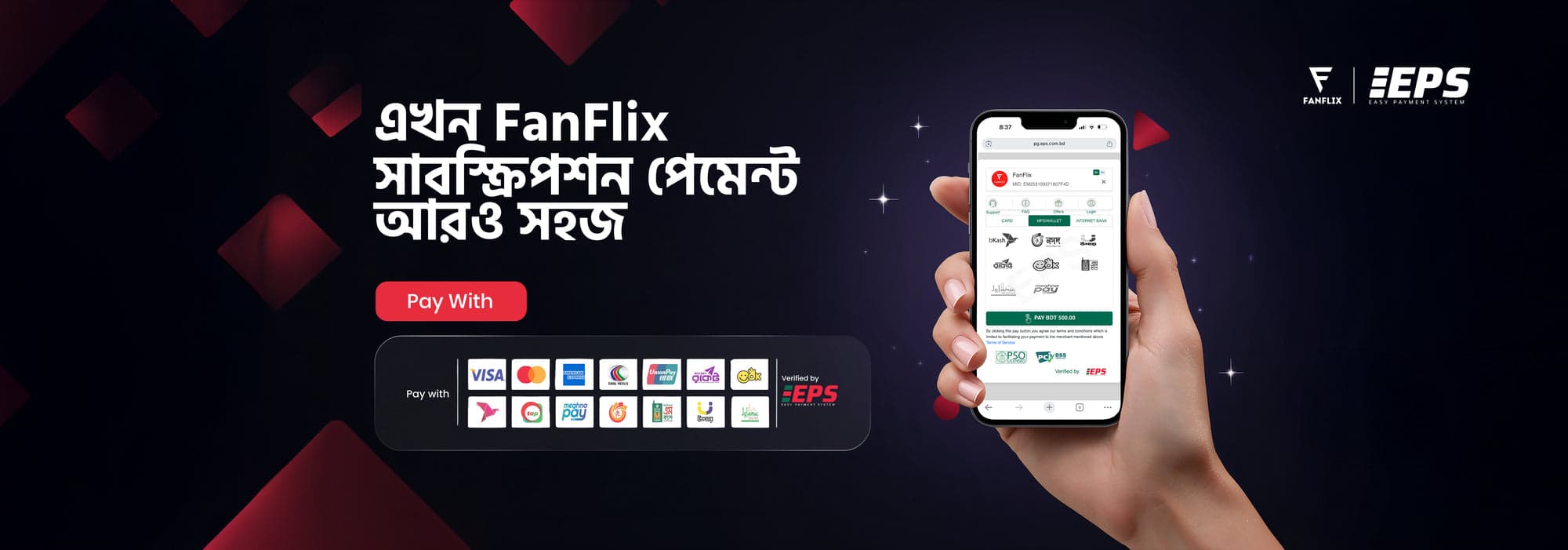 Pay with bKash, Nagad, Visa, and Mastercard